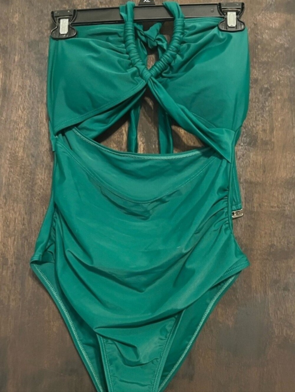 Size L Green Crisscross Cutout One-Piece Swimsuit - Picture 2 of 8